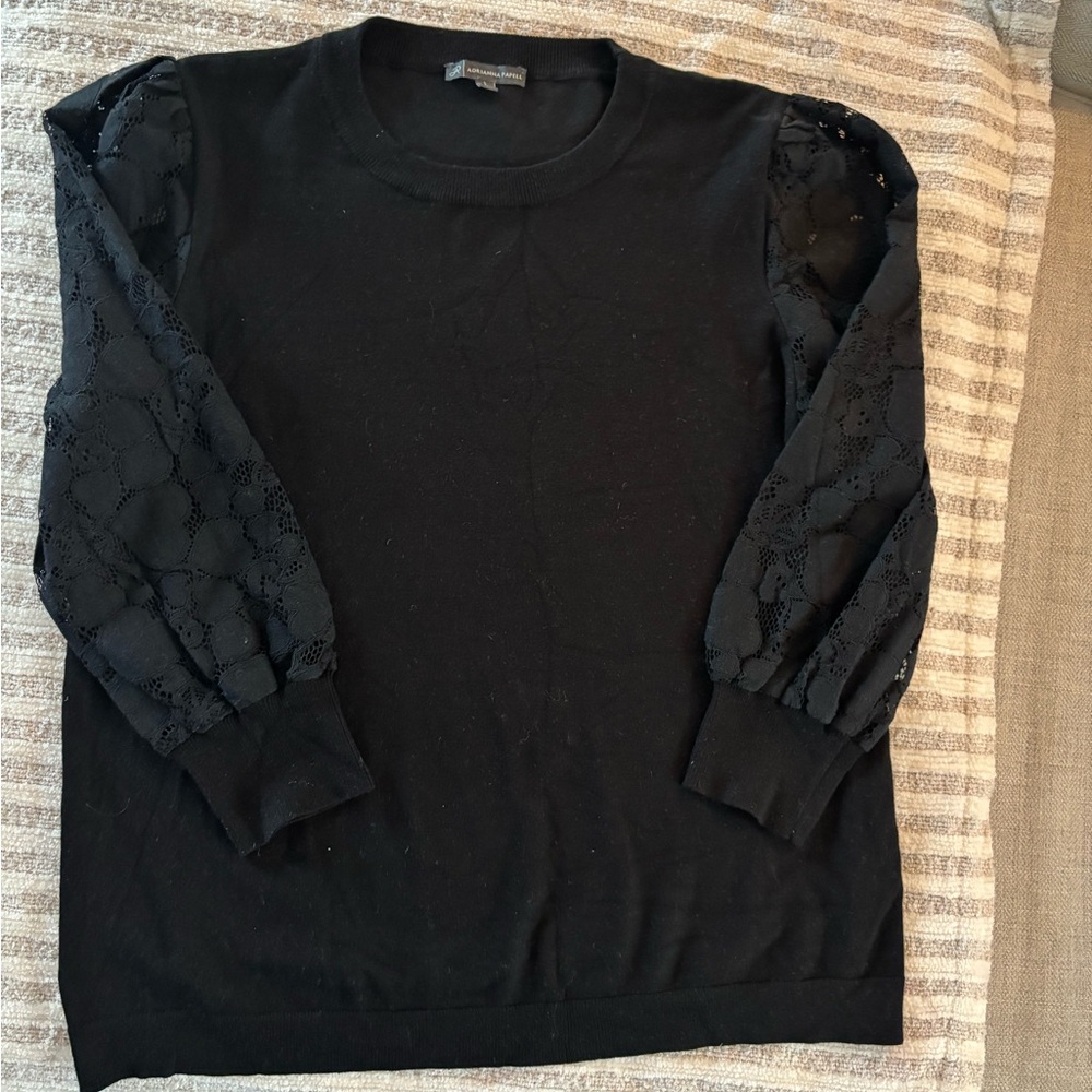 Black Lace Sleeve Sweater